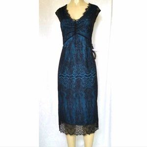 NWT Lane Bryant Dress Black Blue Lace Mesh Size 16